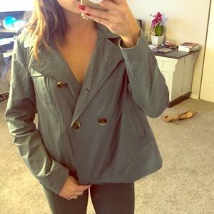 Teal Forever 21 Peplum Rain Jacket with Hood